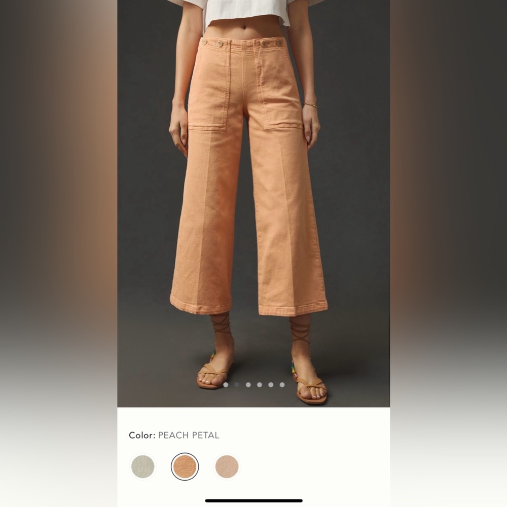 Anthropologie Pilcro Kit High-Rise Wide-Leg Trouser Jeans in Peach Petal - 31